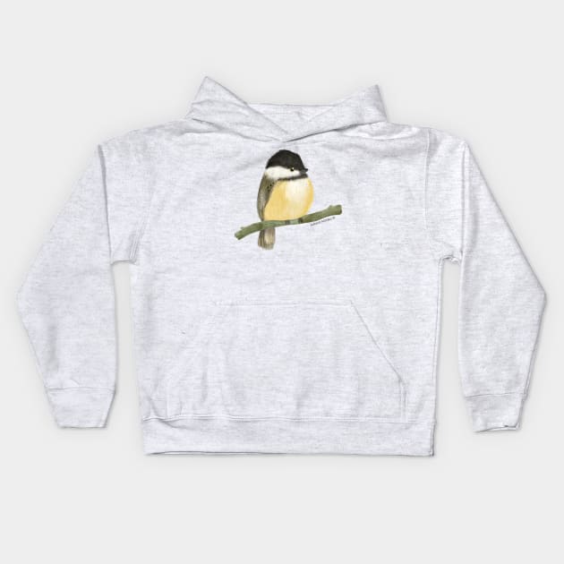 Black capped chickadee bird Kids Hoodie by julianamotzko